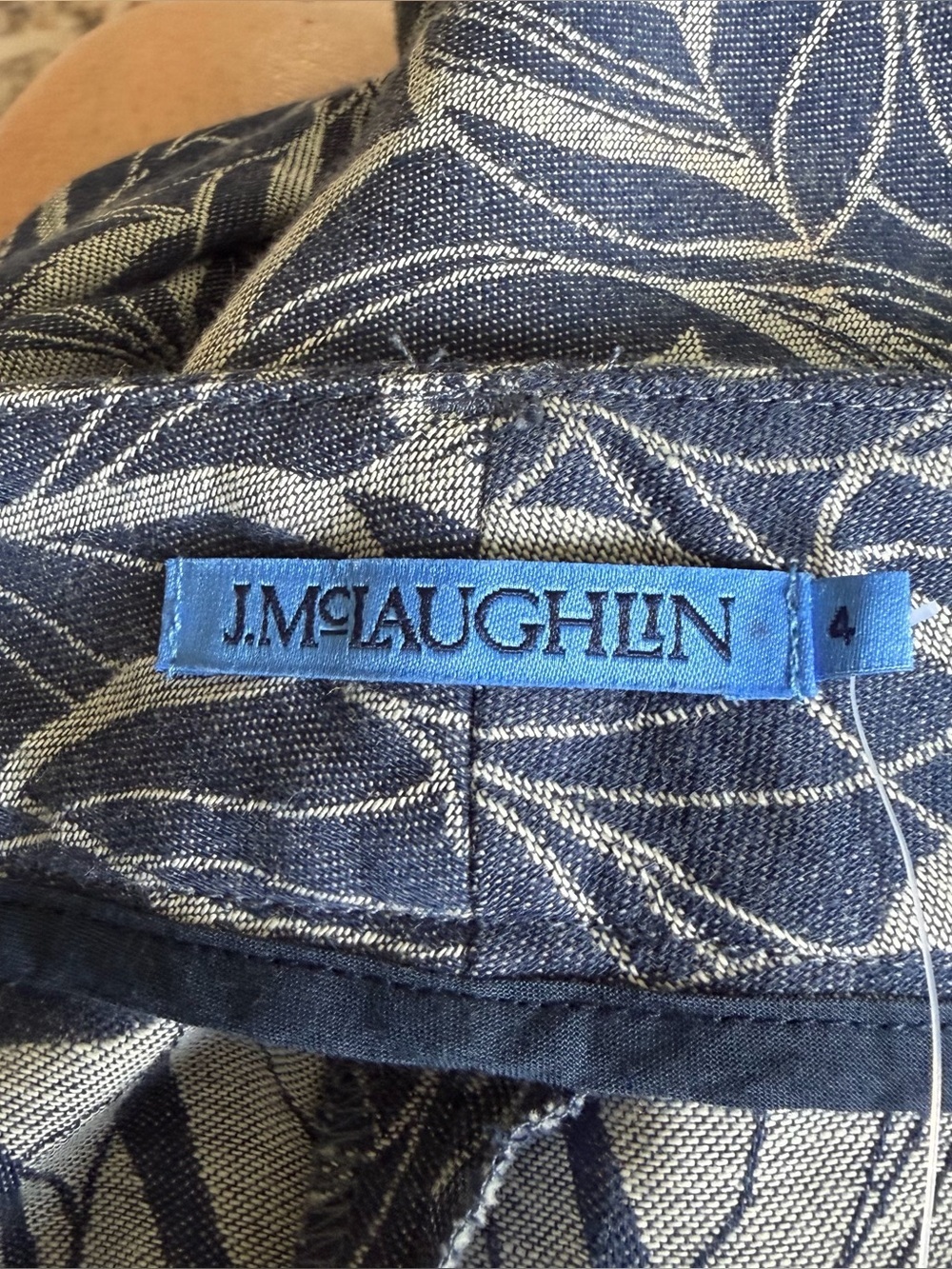 NWT J.McLaughlin Morgan High Rise Wide Leg Pants Denim Leaf Print 4 Coastal Boho - Picture 10 of 13